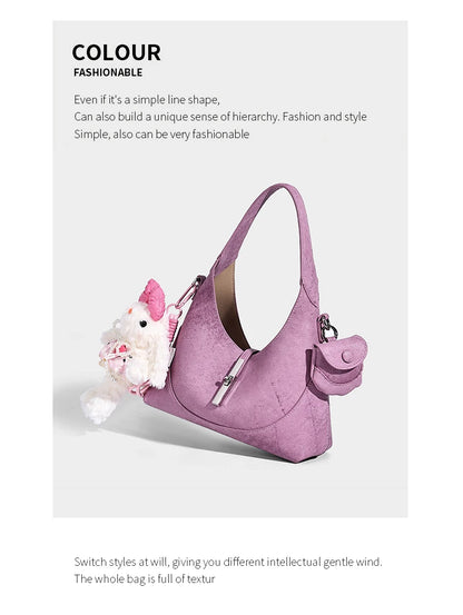 2026 New Pures Color Handbag with Long Shoulder Strap Messenger Bag Women's Designer Handbag Underarm Small Tote Bag