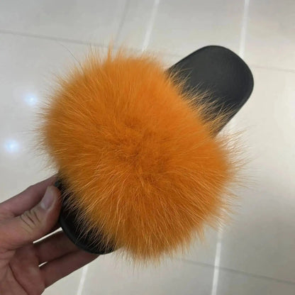 Women's Fluffy  Slides Fashion Plush fluffy Flat Sandals Casual Indoor Outdoor Beach Casual Slippers