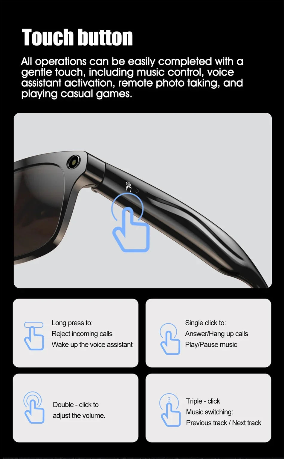 Xiaomi 8K AI Smart Glasses Multifunctional Camera Bluetooth Call Voice Assistant Music Player Translate Photochromic HD Glasses