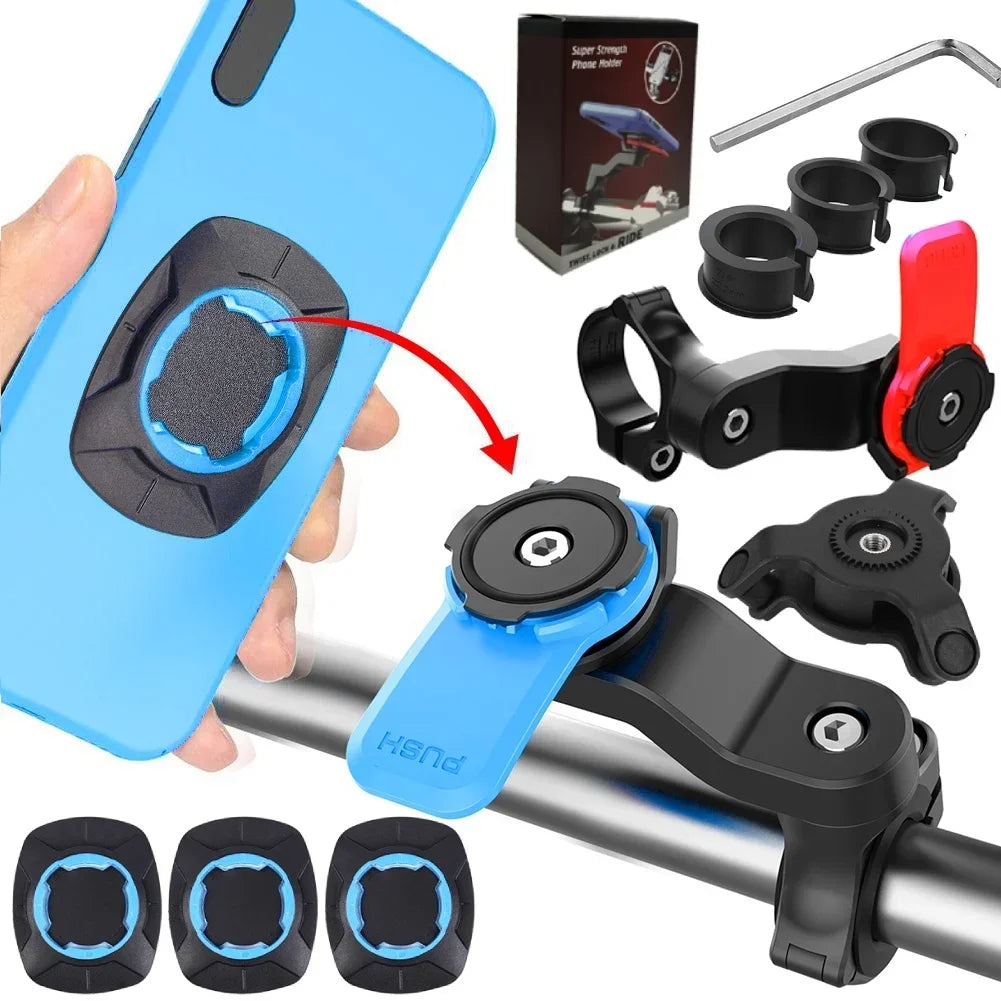 Standes Motorcycle Bike Phone Holder 360° Rotatable Detachable Mount for Delivery Navigation Self Lock Anti-shake Phone Holder