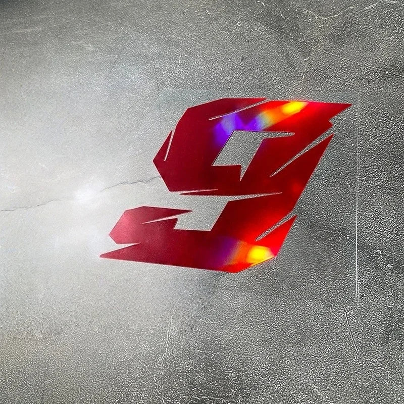 1PC Red Laser Motorcycle Stickers Arabic Numeral Waterproof for Motorbike Helmet Fuel Tank Mudguard Scooter Bodies Vinyl Decals