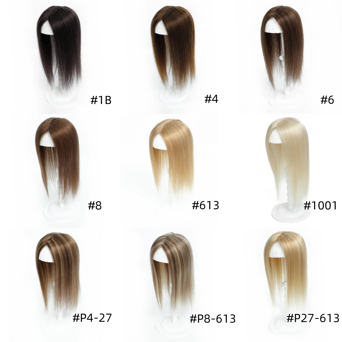 Lace Front Topper For Women Human Hair With Pre-Cut Bangs & Middle Part | 10x12cm 12inch Easy To Wear Wig