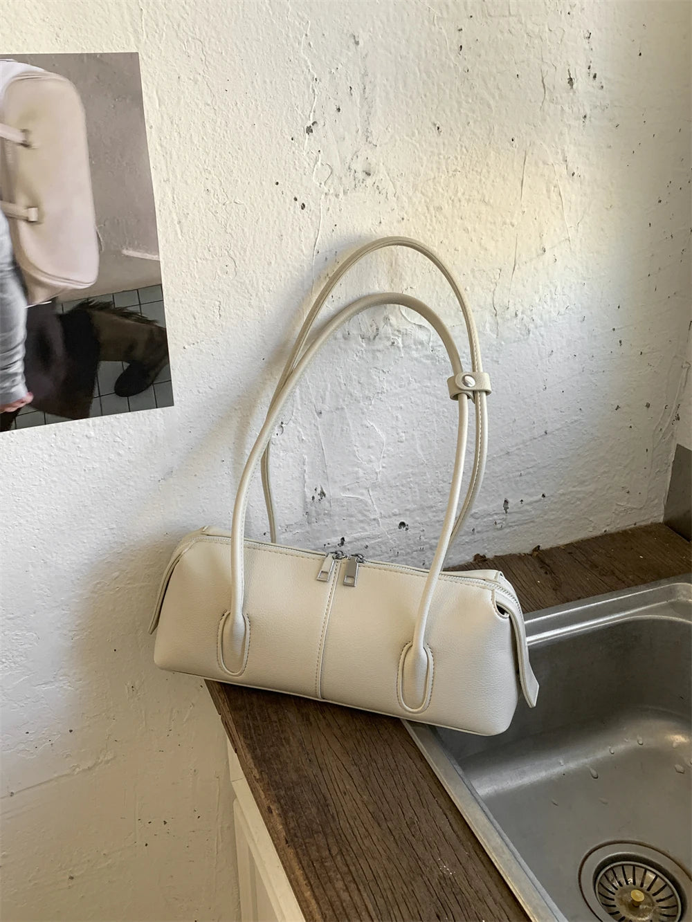 MOODS Retro Underarm Shoulder Bags For Women PU Leather Pure Color Commute Satchel Bag 2025 Winter New Luxury Designer Handbags