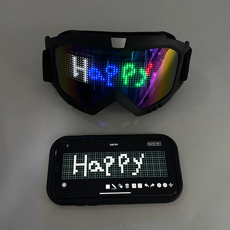 LED Bluetooth Goggles Halloween Christmas Disco Bar Neon Accessories Futuristic Luminous Glasses Bluetooth Diy LED Glasses