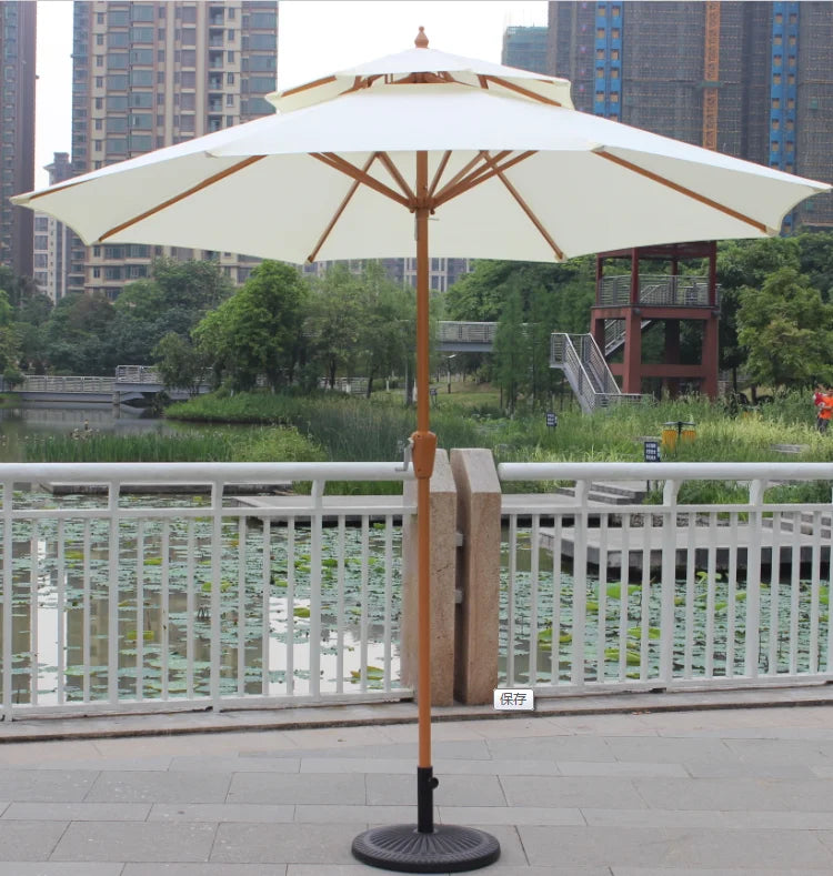 Luxury Custom Wooden Patio Umbrella Aluminum Frame Backyard Garden Sunshade for Outdoor Beach Hotel & Park Use