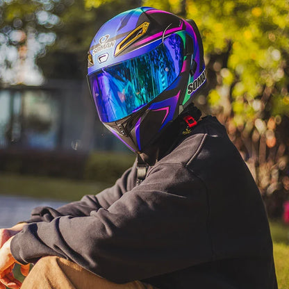 SOMAN Full Face Helmet Dual Lens Flip Up Motorcycle Helmets Casco Accessories Men Women Casque Moto Racing DOT Approved Visor
