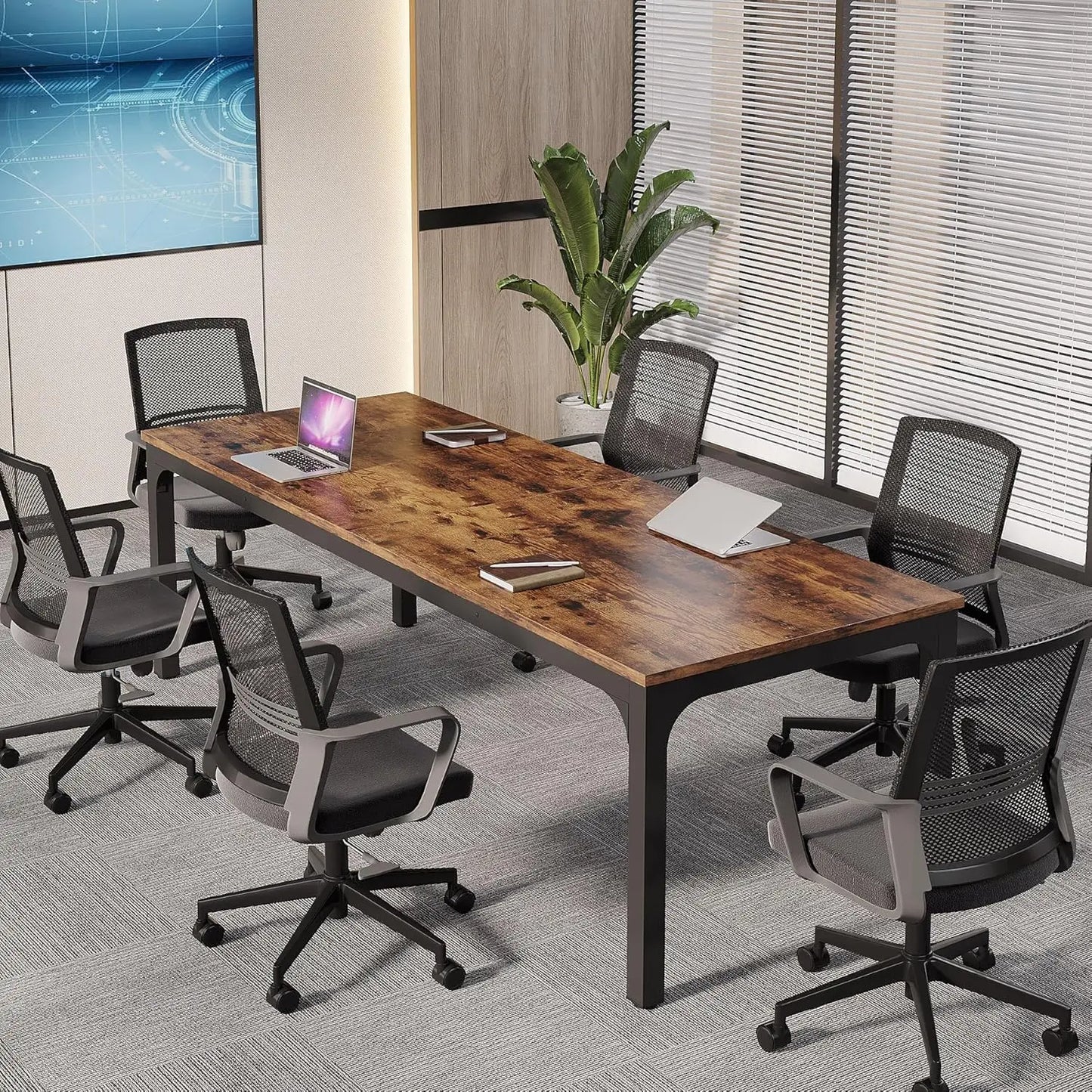 6.5 FT Conference Room Table, 78.74" W x 27.56" D Large Office Conference Table, Modern Seminar Meeting Table Desk, Customized