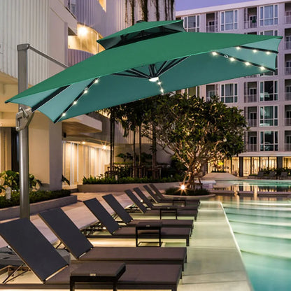 Led Big Size Umbrella Parasol Metal 3M Dia Solar Panel Patio Restaurant Umbrella Outdoor Garden Nature Wholesale Beach Umbrellas