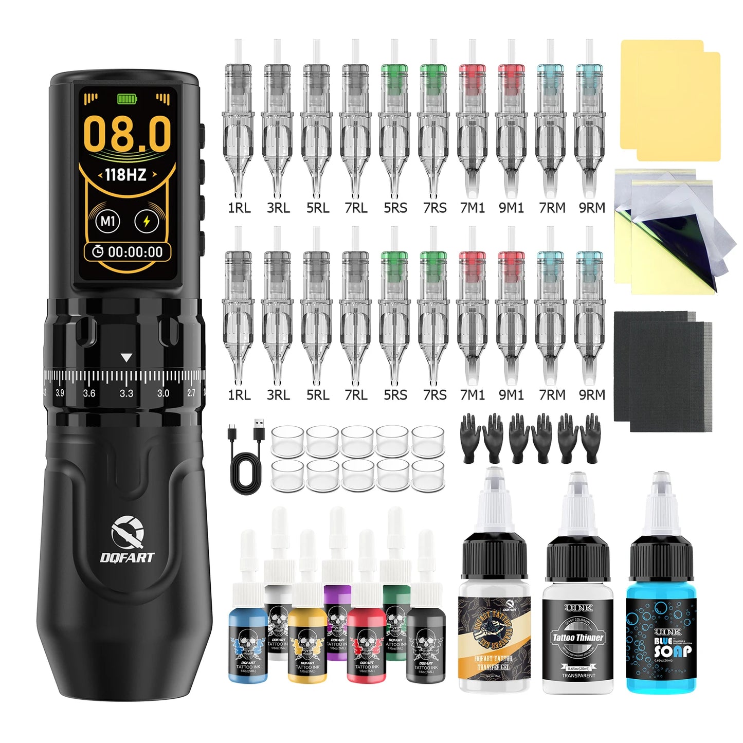 DQFART Wireless Tattoo Machine Tattoo Kit 2400mAh Tattoo Pen for Pro Body Artist Tattoo Supplies Tattoo Accessories