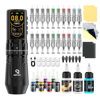 DQFART Wireless Tattoo Machine Tattoo Kit 2400mAh Tattoo Pen for Pro Body Artist Tattoo Supplies Tattoo Accessories