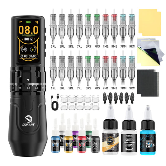 DQFART Wireless Tattoo Machine Tattoo Kit 2400mAh Tattoo Pen for Pro Body Artist Tattoo Supplies Tattoo Accessories