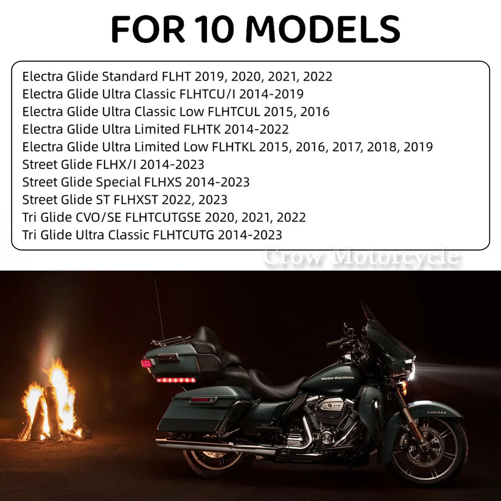 NEW For Harley Touring Street Glide FLHX 2014-2023 Motorcycle LED Chrome Gloss Black White Amber Windshield Trim