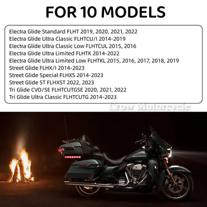 NEW For Harley Touring Street Glide FLHX 2014-2023 Motorcycle LED Chrome Gloss Black White Amber Windshield Trim