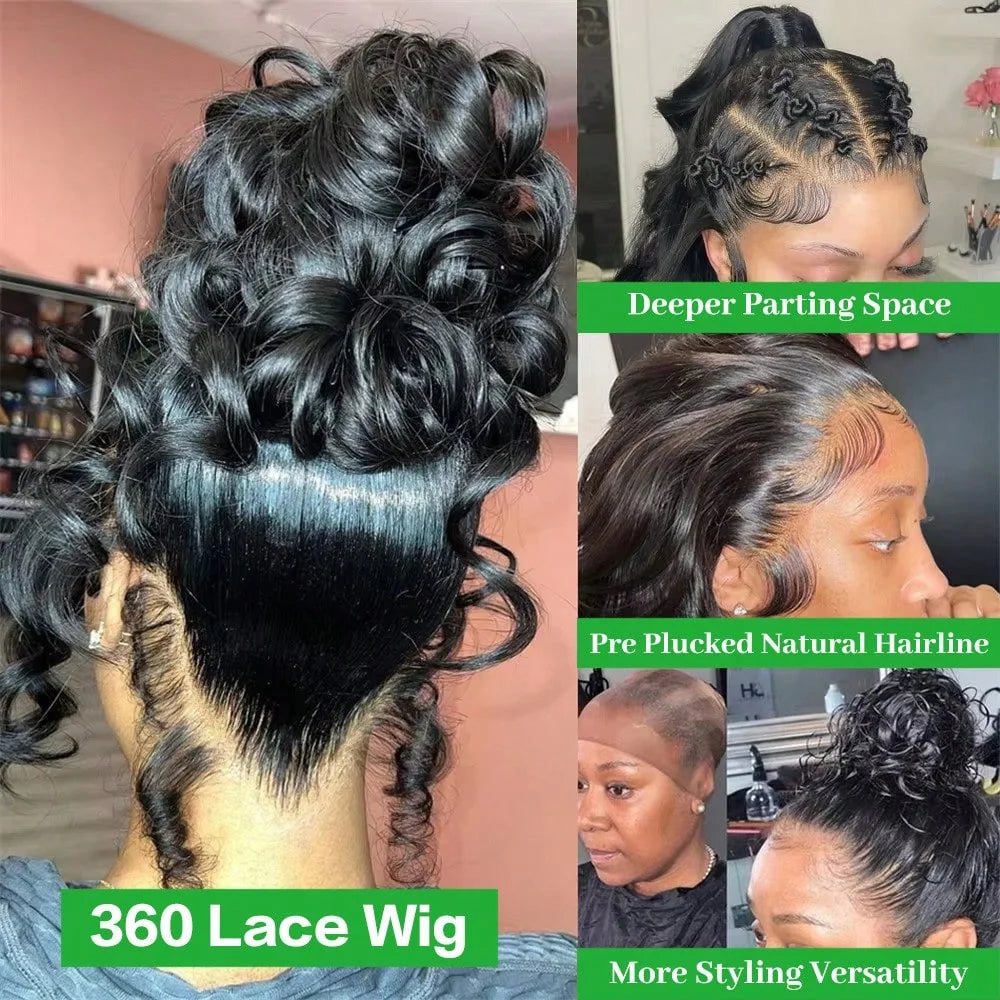 Body Wave 13x4 Lace Frontal Human Hair Wig 13x6 Transparent Lace Frontal Wig For Women 250% Density 16-40 Inch Human Hair Pre Plucked With Baby Hair Black Halloween Wigs Human Hair Curly Wave Wig Christmas Wig