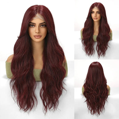 EASIHAIR Long Wavy HD Lace Front Synthetic Wigs for Women Natural Wave Blonde Wigs With Dark Roots 13*6 Lace Wigs Heat Resistant