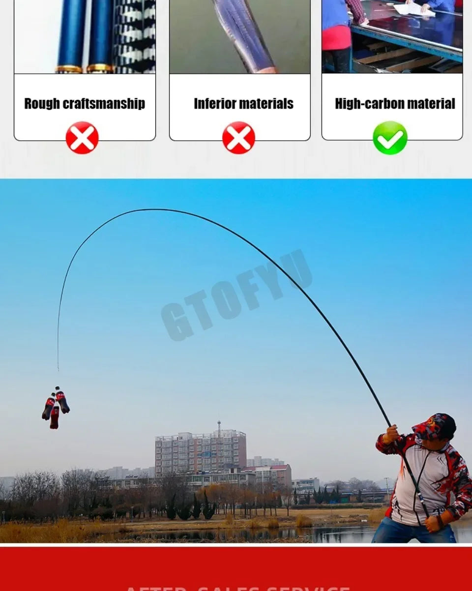 Telescopic Stream Rod 3.6M/4.5M/5.4M/6.3M/7.2M/8M/9M Carbon Reservoir Pond Fishing Rod Super Light Hard Fiber Hand Fishing Pole