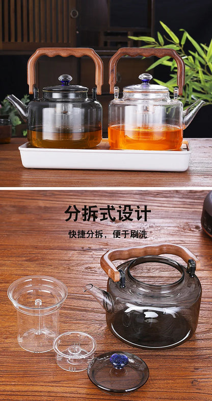 High Borosilicate Glass Teapot Thickened Filter Integrated Steaming and Boiling Teapot High-capacity Home Kung Fu Tea Set