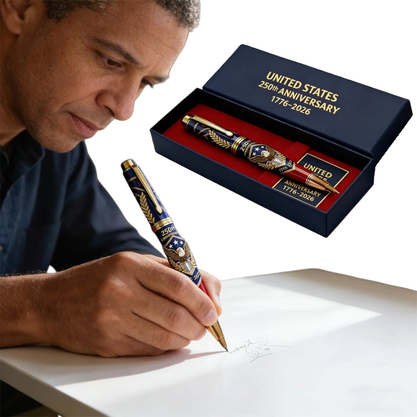 250th Anniversary Commemorative Ballpoint Pen with Gift Box 250th Anniversary Pen for Patriot History Enthusiast Works Daily Use