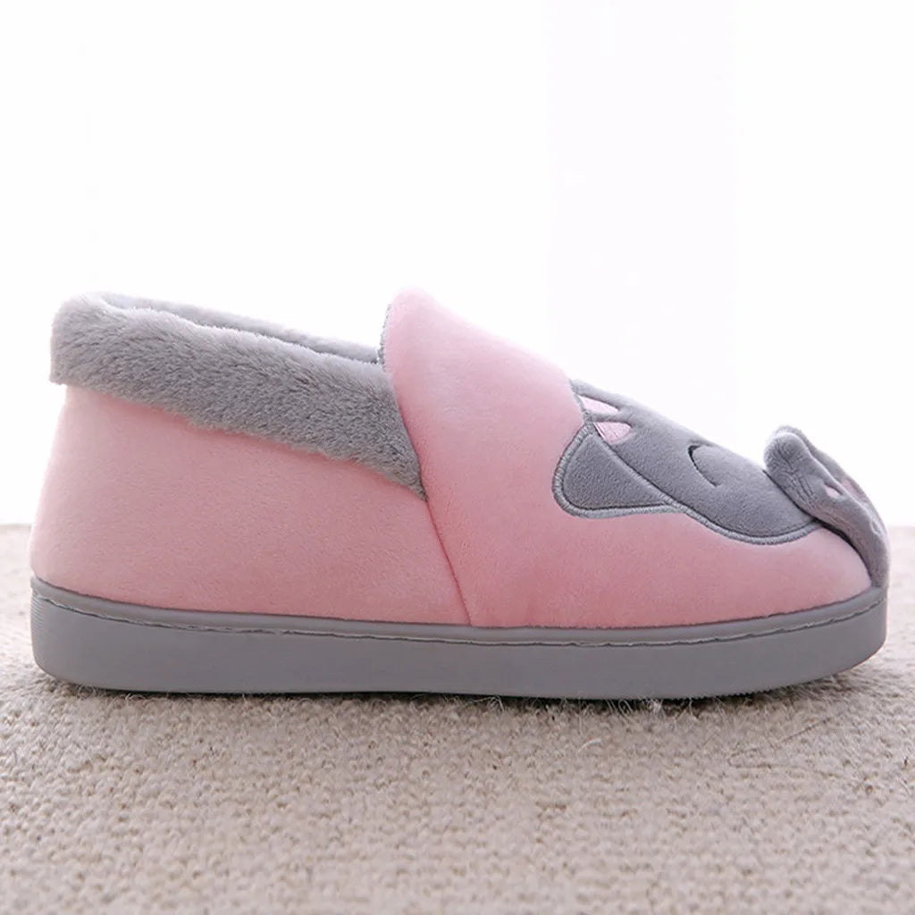 Women Winter Home Slippers Cartoon Cat Non-Slip Warm Indoors Bedroom Floor Shoes Zapatos Mujer 2024 Tendencia
