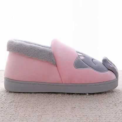 Women Winter Home Slippers Cartoon Cat Non-Slip Warm Indoors Bedroom Floor Shoes Zapatos Mujer 2024 Tendencia