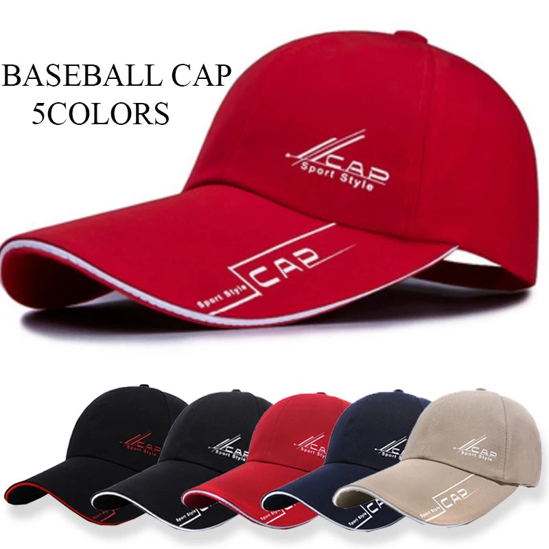 Summer Men Baseball Cap Letter Print Sports Sun Hat Cotton Adjustable Long-Brim Snapback Sun Visor Caps Hip Hop Baseball Hat