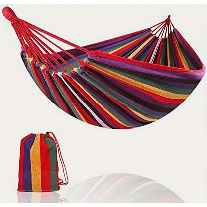 Outdoor Camping Essential 1 Portable Woven Canvas Hammock with Storage Bag Anti Rollover Indoor Outdoor for Patio Garden Camping