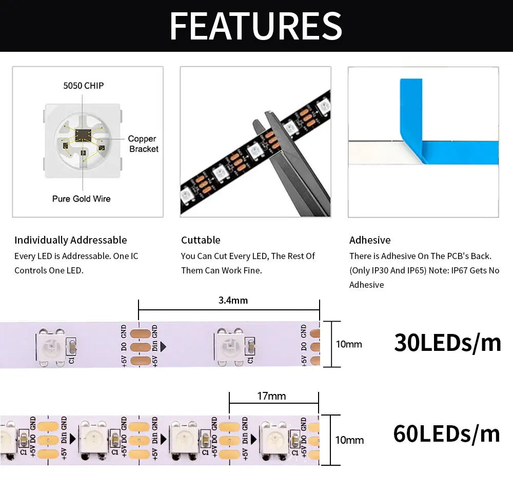 LED black light WS2812 Camera Ambient Strip Light Immersion Led Color Strip LED Light For Inch Tv Pc Led RGB Tape Screen 5V LED