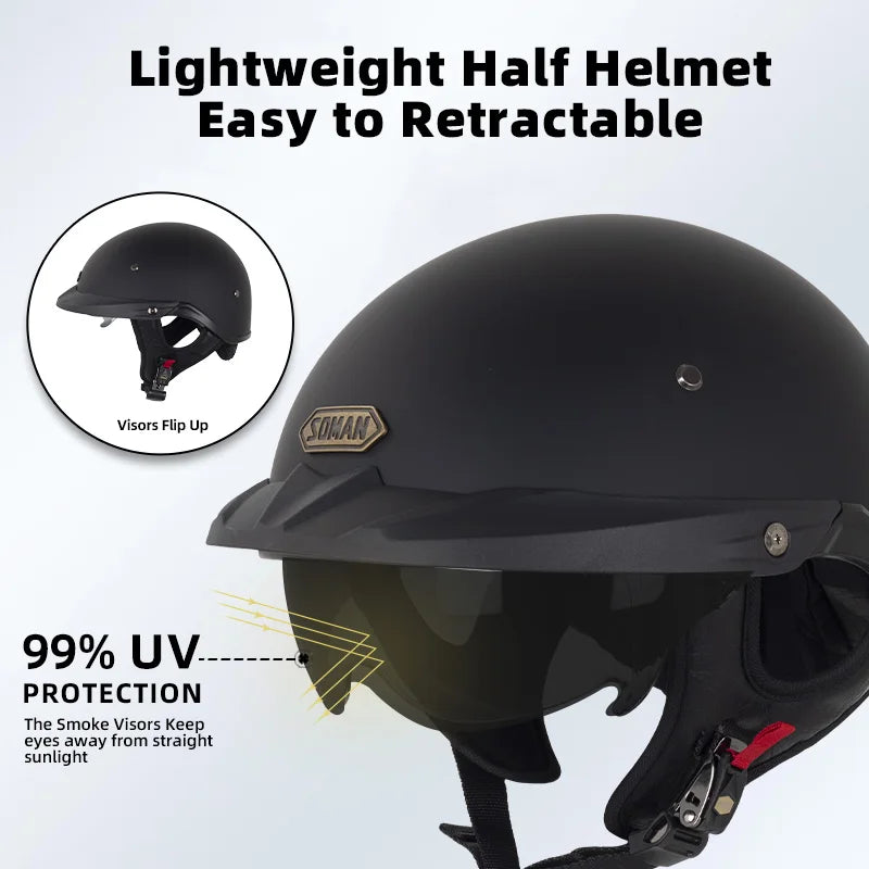 Summer Motorcycle Helmet S-XXXL Cascos Para Moto Retro Half Face Motorbike Riding Anti-UV Len Cool Style Chopper for Men Use