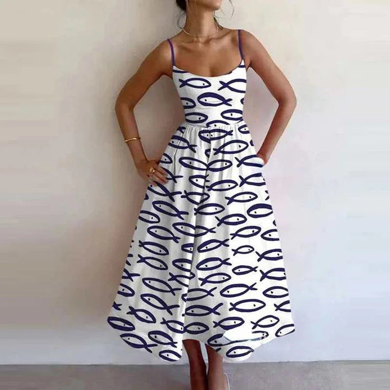 Elegant Women's Long Dresses 2025 Summer Print Vacation Suspender Sexy Dress Vestidos Mujer Verano  Платье Летнее Ropa Y2k Mujer