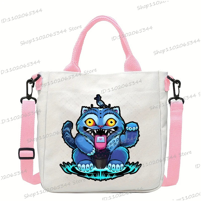 Y2K Anime Cartoon Print Women Canvas Strap Shoulder Bag Fashion Cartoon Anime Crossbody Bags Student Teenage Handbags