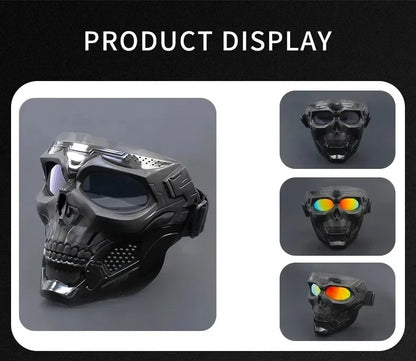 .Skull Mask Motorcycle Mask Bicycle Riding Windproof Full Face Skeleton Protective Mask Colored Goggle Tactical Cycling Bike