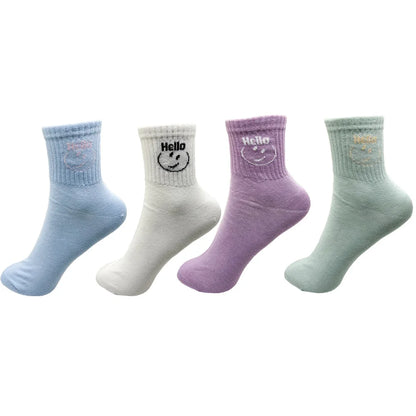 1/4 Pairs Woman Cotton Socks For Women Cotton Female Socks Set Woman Colorful Lady Socks Letter Printed Sock