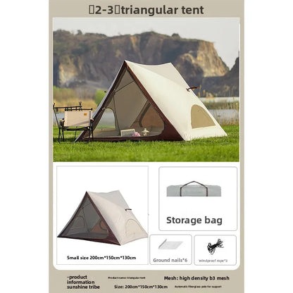 Portable Automatic Pop Up Triangle Beach Tent, UV Protection Outdoor Quick Open Sun Shelter for Camping, Beach and Daily Leisure