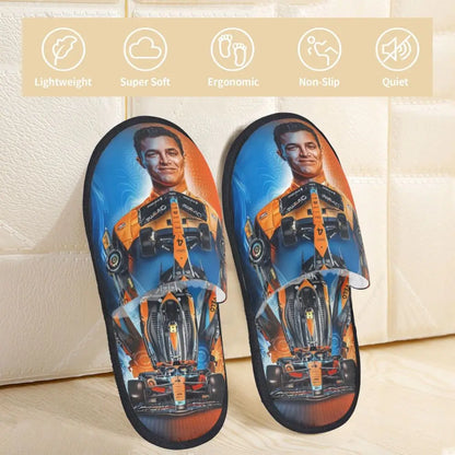 Custom British Lando Norris Racing Driver Guest Slippers for Spa Women House Slipper