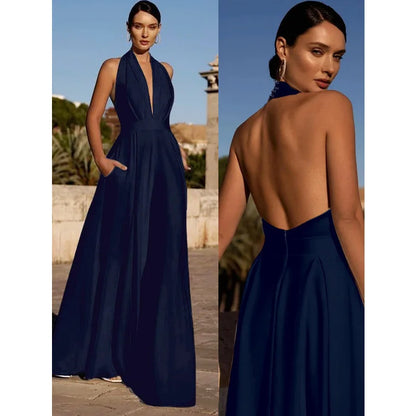 Elegant Women Corset Party Jumpsuit Y2K Sexy Halter Backless Loose Wide Leg Trousers Palazzo Pants Romper Celebrity One Pieces