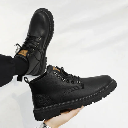2024 New Men's Shoes High-top Leather Boots Men's Casual Fashion  Boots Retro All-match Work Shoes Fashion Desert Boots