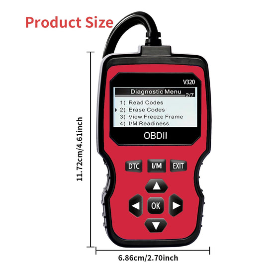 Obd2 Diagnostic Scanner Tool - Engine Fault Code Reader for All Cars since 1996, with Real-Time Data Stream, Battery Test, and Code Erasure