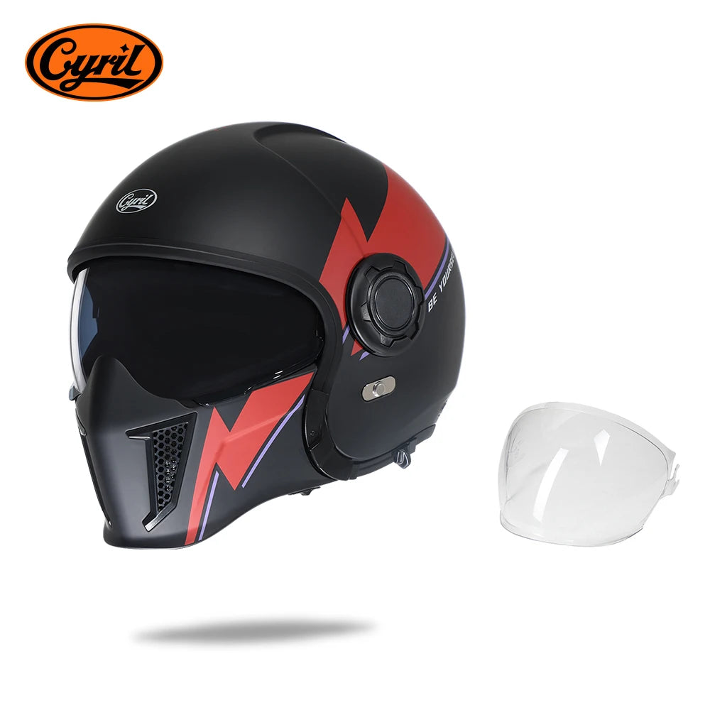 Full Face Open Face Motorcycle Helmet Double Lens Folding Modular Helmet Man Woman Retro Moto Integral Helmet