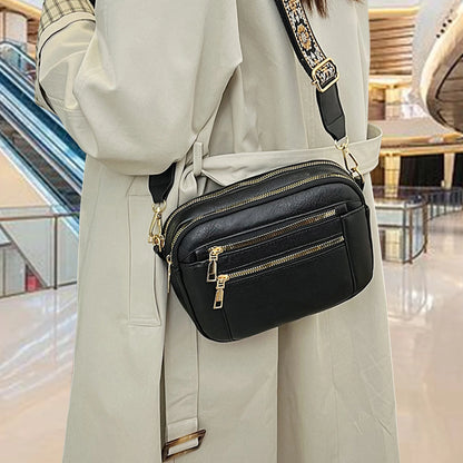 casual Shoulder Bags Women Zipper Stylish PU Texture black white brown Crossbody Bag for women 2025