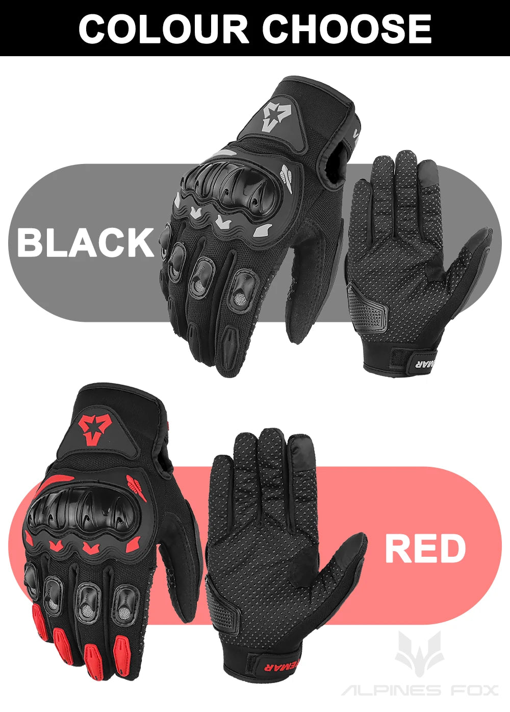 VEMAR Summer Motorcycle Gloves Men Black Full Finger Touchscreen Cycling ATV MTB Guantes Moto Luvas Bike Riding Glove Women Red