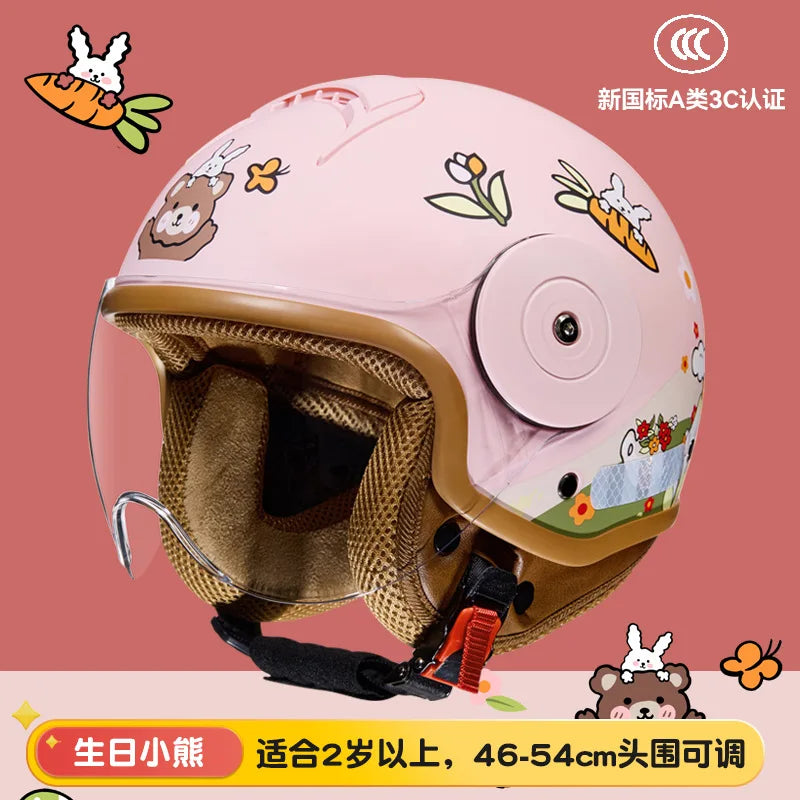 Children's Four Seasons Helmet New National Standard Class A 3C Certification Cartoon Electric Vehicle Helmet Motorcy Casco Moto