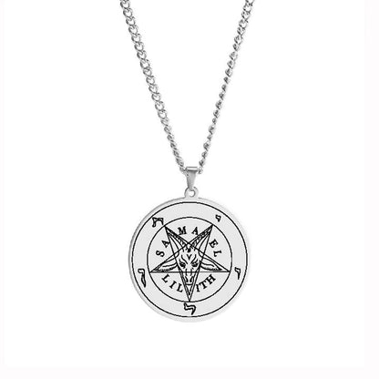 HLSS066 Evil Satanic symbols vectors Royalty Pentagram Baphomet Goat Head Black Star Talisman Stainless Steel Pendant Necklace