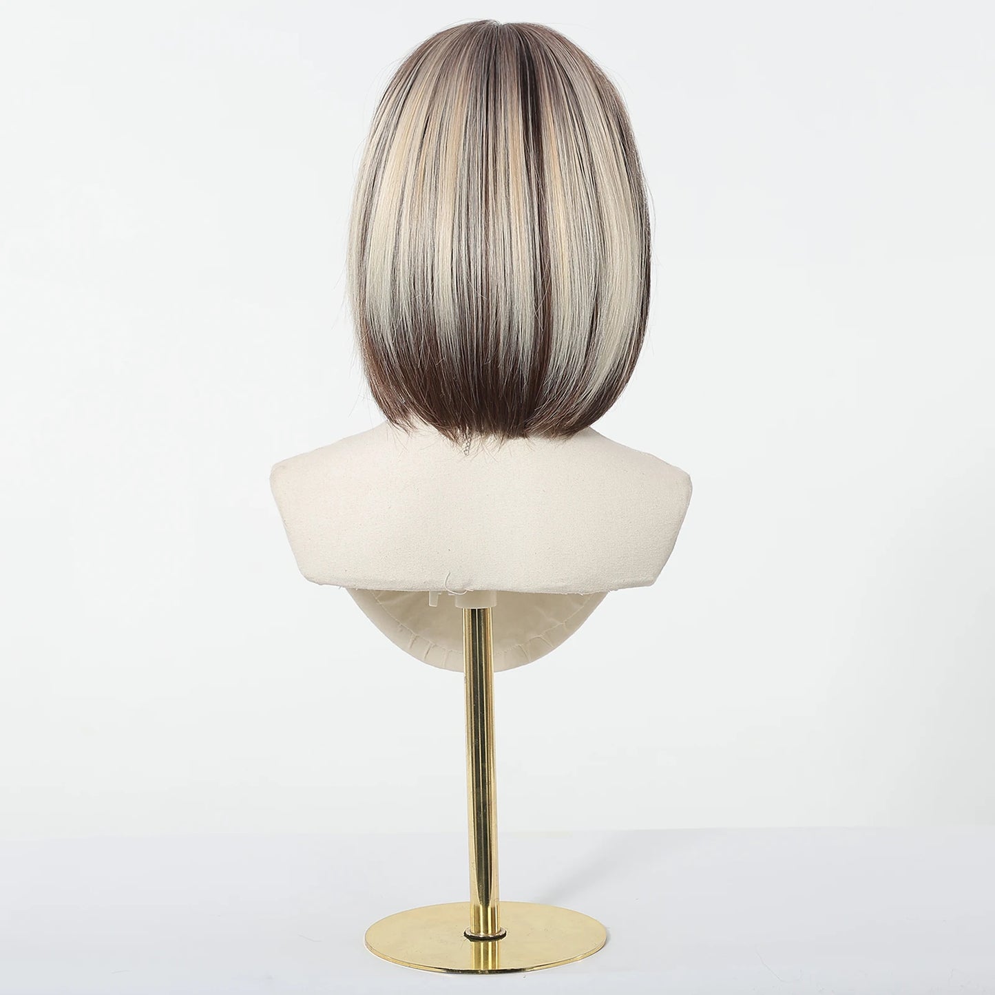 13*6 HD Transparent Lace Front Wigs Natural Hairline Short Straight Synthetic Wigs For Women Daily Party Brown Mixed Blonde Wigs