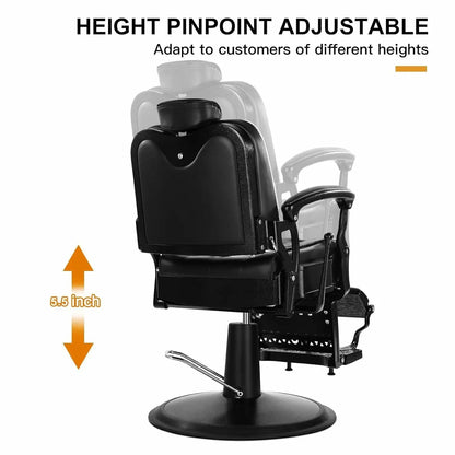 Vintage Barber Chair All Purpose Hydraulic Recline Heavy Duty Salon Beauty Spa Black Barber Chair,Customized