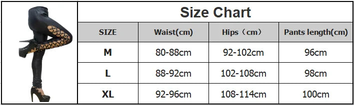 Women PU Leather Skinny Slim Trouser Gothic Punk Leggings Fishnet Trim Lace Pant Faux PU Leather Pencil Pants Club Clothing