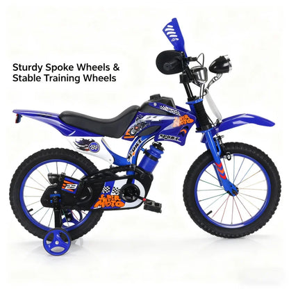Blue Children's Off-Road Motorcycle Bicycle Pedal Bike with Headlamp Boys And Girls 12-16 Inch Cro