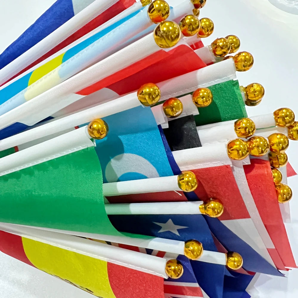 2026 48/pcs/set Hand Held National Flag 14x 21cm Country Flag NEW Cup Countries Flag Bunting National String Banner Football Eve
