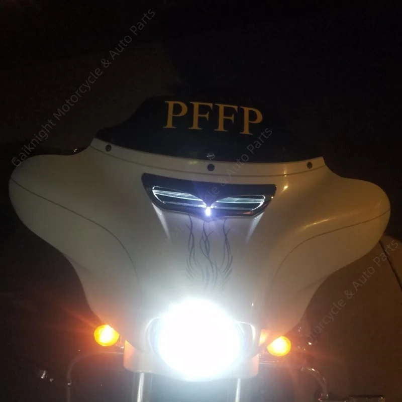 Motorcycle LED Light Batwing Fairing Vent Trim Accent Parts For Harley Touring Electra Street Glide Tri Glide Ultra 2014–2022