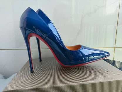 35-48 size slim high heels women's high heels sexy pointed wedding shoes party high heels patent leather neutral shoes
