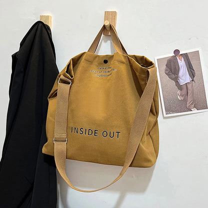 High Quality Canvas Men and Women Simple Cross-body Bag Wash Canvas Thick Handbag Large Capacity Arts Students Package Satchel